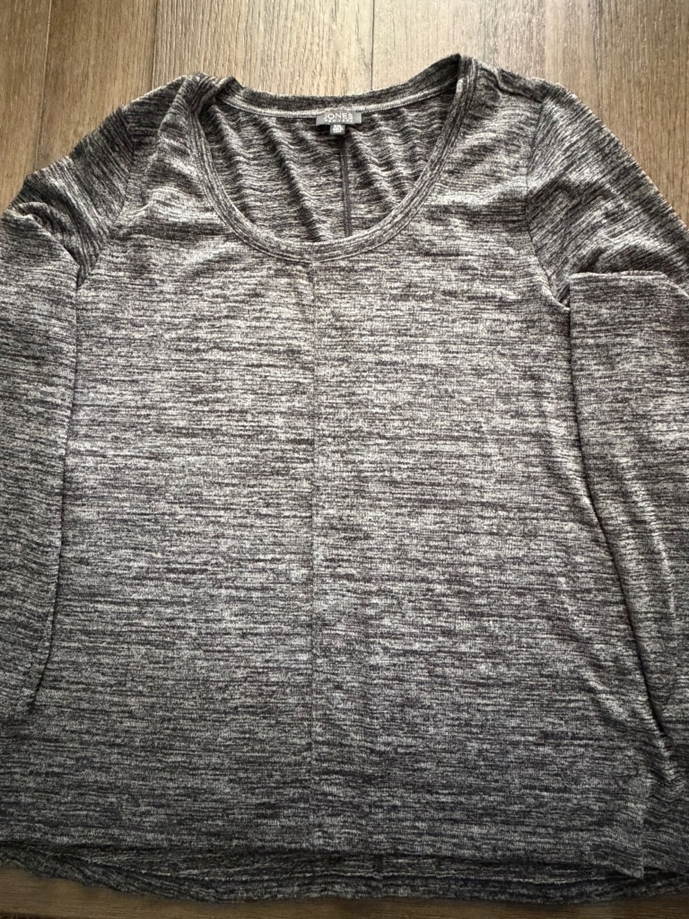 Jones New York XXL Gray Black Marled Knit Long Sleeve Scoop Neck Top